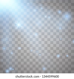 Sunlight lens flare light effect. Sun rays with beams isolated on transparent background. Vector illustration EPS10.