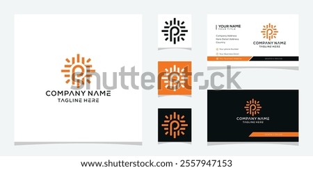sunlight letter P logo design, spark graphic vector concept