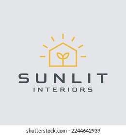 Sunlight line art logo design illustration vector template