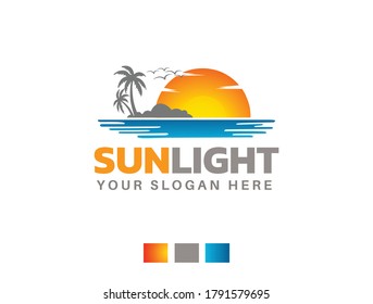 Sunlight logo design - sea sun logo