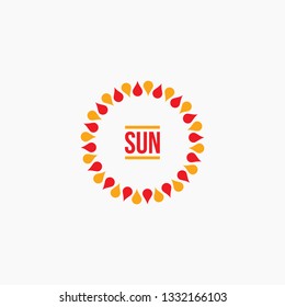 sunlight logo design template with water drop shape vector illustration