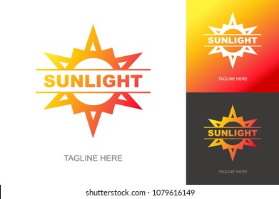 sunlight logo set trendy gradient style for summer fest, eco company, travel firm, emblem, natural energy symbol, logotype, tag, stamp, t shirt, banner. Sun icon. vector illustration 10 eps