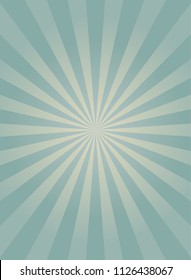 Sunlight narrow retro faded background. Pale blue color burst background. Fantasy Vector illustration. Magic Sun beam ray sunburst pattern background. Old paper