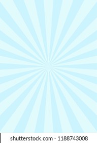 Sunlight narrow vertical abstract background. Powder blue and white color burst background. Vector illustration. Sun beam ray sunburst pattern background. Retro bright backdrop.