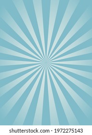 Sunlight narrow vertical abstract background. blue color burst background. Vector illustration. Sun beam ray sunburst pattern background. Retro bright backdrop.