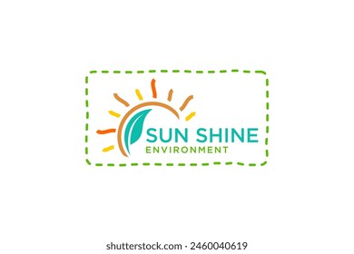 Sunlight nature logo design with leaf elements, symbolizing environmentally friendly energy.