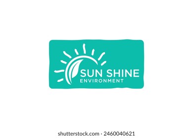 Sunlight nature logo design with leaf elements, symbolizing environmentally friendly energy.