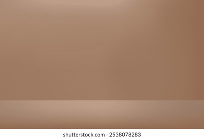 Sunlight on a brown wall, sunbeams empty room, product presentation, vector illustration for displaying products