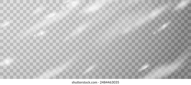 Sunlight on a gray wall, sunbeams in the room, sunny day scene for presentation, png. Sunbeams on a transparent background.	