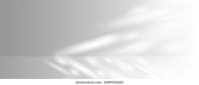 Luz del sol en una pared gris, rayos de sol en la habitación, escena del día soleado para la presentación, png. Rayos de sol sobre un fondo transparente.	