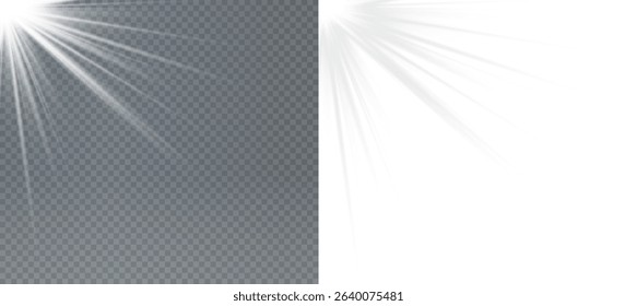 Sunlight on a gray wall, sunbeams, ray. Sunny day background for product presentation. Vector illustration.