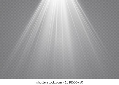 Sunlight on a transparent background. Glow light effects. Star flashed sequins. Sun glare on transparent background. the lens sparkles.