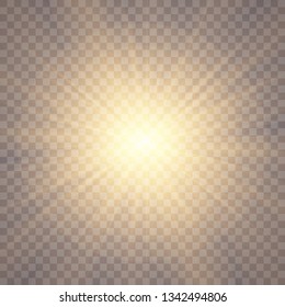 Sunlight on a transparent background. Glow light effects.Star flashed sequins. Sun glare on transparent background. the lens sparkles.Vector transparent sunlight special lens flare light effect.Vector