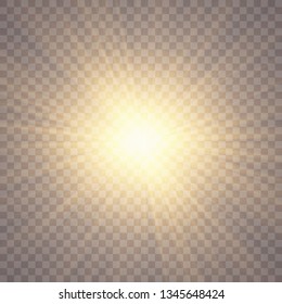 Sunlight on a transparent background. Glow light effects.Star flashed sequins. Sun glare on transparent background. the lens sparkles.Vector transparent sunlight special lens flare light effect.Vector