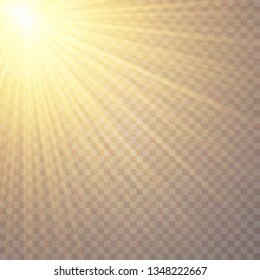 Sunlight on a transparent background. Glow light effects.Star flashed sequins. Sun glare on transparent background. the lens sparkles.Vector transparent sunlight special lens flare light effect.Vector