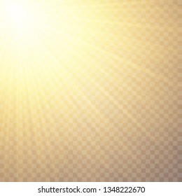 Sunlight on a transparent background. Glow light effects.Star flashed sequins. Sun glare on transparent background. the lens sparkles.Vector transparent sunlight special lens flare light effect.Vector