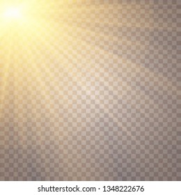 Sunlight on a transparent background. Glow light effects.Star flashed sequins. Sun glare on transparent background. the lens sparkles.Vector transparent sunlight special lens flare light effect.Vector