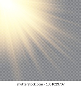 Sunlight on a transparent background. Glow light effects.Star flashed sequins. Sun glare on transparent background. the lens sparkles.Vector transparent sunlight special lens flare light effect.Vector