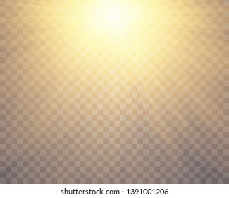 Sunlight on a transparent background. Glow light effects.Star flashed sequins. Sun glare on transparent background. the lens sparkles.Vector transparent sunlight special lens flare light effect.Vector