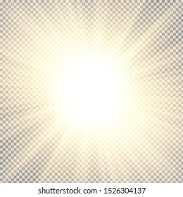Sunlight on a transparent background. Glow light effects.Star flashed sequins. Sun glare on transparent background. the lens sparkles.Vector transparent sunlight special lens flare light effect.Vector