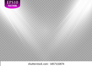 Sunlight on a transparent background. Glow light effects. Star flashed sequins. Sun glare on transparent background. the lens sparkles