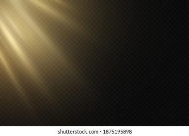 Sunlight on a transparent background. Glow light effects. Star flashed sequins. Sun glare on transparent background. the lens sparkles
