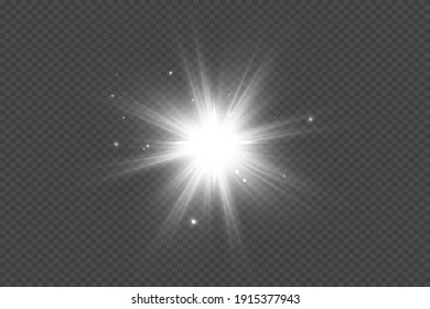 Sunlight on a transparent background. Glow light effects.Star flashed sequins. Sun glare on transparent background. the lens sparkles.Vector transparent sunlight special lens flare light effect.Vector