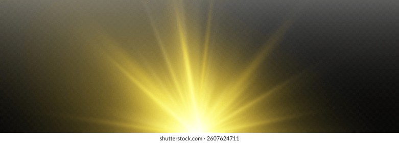 Sunlight on a transparent background, solar lens flare, light blur.