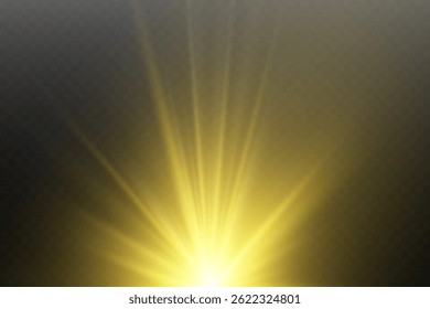 Sunlight on a transparent background, solar lens flare, light blur.