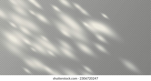 Sunlight on a wall overlay, sunbeams in a room light effect, sunny day effect for product presentation isolated on a gray background. Minimalist interior. Vector illustration.