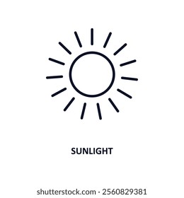 sunlight outline icon.  Thin line icon from ecology collection. Editable vector isolated on white background