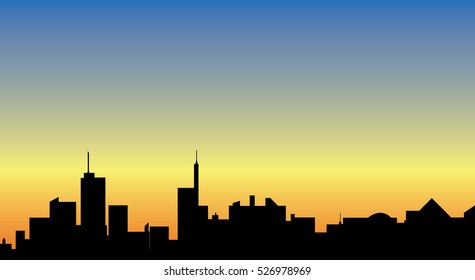 Sunlight over city silhouette
vector illustration
