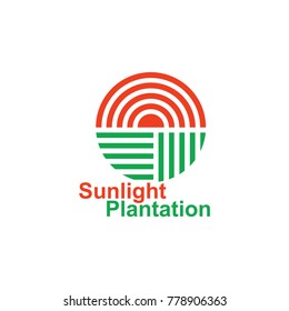 sunlight plantation symbol stripes circle logo vector