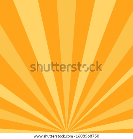 Sunlight rays background. Bright orange color burst background. Vector illustration. Sun beam ray sunburst wallpaper. Retro bright backdrop. starburst poster or placard