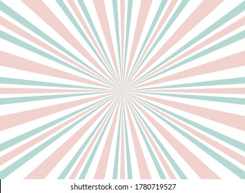 Sunlight rays background. Pink and white color burst background. Vector illustration. Sun beam ray sunburst pattern background. Retro circus backdrop. starburst wallpaper, poster, placard