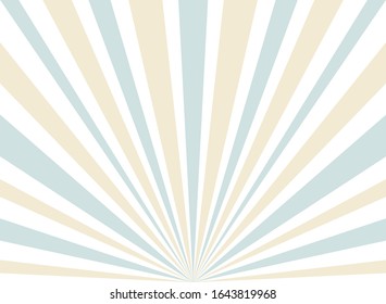 Sunlight rays background.  powder blue and beige color burst background. Vector sky illustration. Sun beam ray sunburst wallpaper. Retro bright backdrop. Vintage poster or placard