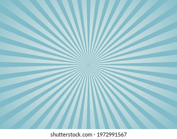 Sunlight rays background.  powder blue color burst background. Vector sky illustration. Sun beam ray sunburst wallpaper. Retro bright backdrop. Vintage poster or placard