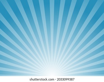 Sunlight rays background.  powder blue color burst background. Vector sky illustration. Sun beam ray sunburst wallpaper. Retro bright backdrop. Vintage poster or placard