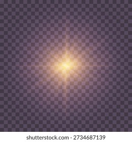 Sunlight Rays Glow Effect with Bright Lens Flare and Light Beam Overlay on Transparent Background