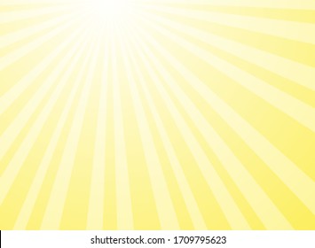 Sunlight rays horizontal background. Bright yellow color burst background. Vector illustration. Sun beam ray sunburst wallpaper. Retro bright backdrop. starburst circus  poster or placard