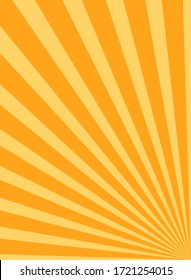 Sunlight rays horizontal background. Bright orange color burst background. Vector illustration. Sun beam ray sunburst wallpaper. Retro bright backdrop. starburst poster or placard
