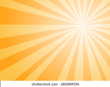 Sunlight rays horizontal background. Bright orange color burst background. Vector illustration. Sun beam ray sunburst wallpaper. Retro bright backdrop. starburst poster or placard