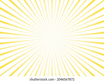 Sunlight rays horizontal background. Bright yellow color burst background. Vector illustration. Sun beam ray sunburst wallpaper. Retro bright backdrop. starburst circus  poster or placard