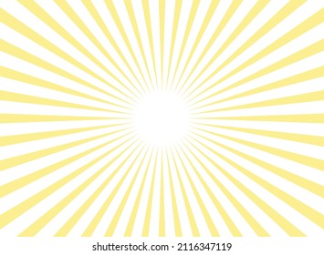 Sunlight rays horizontal background. Bright yellow color burst background. Vector illustration. Sun beam ray sunburst wallpaper. Retro bright backdrop. starburst circus  poster or placard