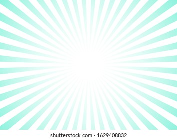 Sunlight rays horizontal background.  powder blue and white color burst background. Vector sky illustration. Sun beam ray sunburst wallpaper. Retro bright backdrop. Vintage poster or placard