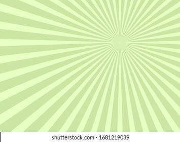 Sunlight rays horizontal background. Sage green color burst background. Vector illustration. Sun beam ray sunburst wallpaper. Retro bright backdrop. Vintage poster or placard