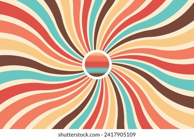 Sunlight rays horizontal background. Vector of Bright vintage colors burst background. Vector illustration. Sun beam ray sunburst wallpaper. Retro bright backdrop. starburst circus poster or placard