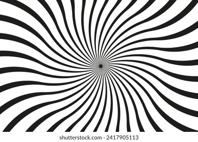 Sunlight rays horizontal background. Vector of black and white color burst background. Vector illustration. Sun beam ray sunburst wallpaper. Retro bright backdrop. starburst circus poster or placard