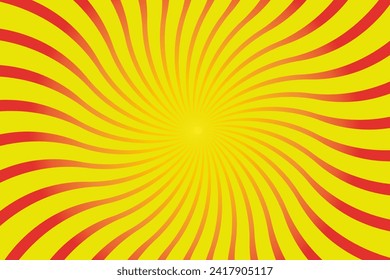 Sunlight rays horizontal background. Vector of Bright yellow color burst background. Vector illustration. Sun beam ray sunburst wallpaper. Retro bright backdrop. starburst circus poster or placard