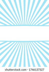 Sunlight rays retro background with  frame for text. blue and white color burst background. Vector illustration. Sun beam ray wallpaper. Circus  banner or placard